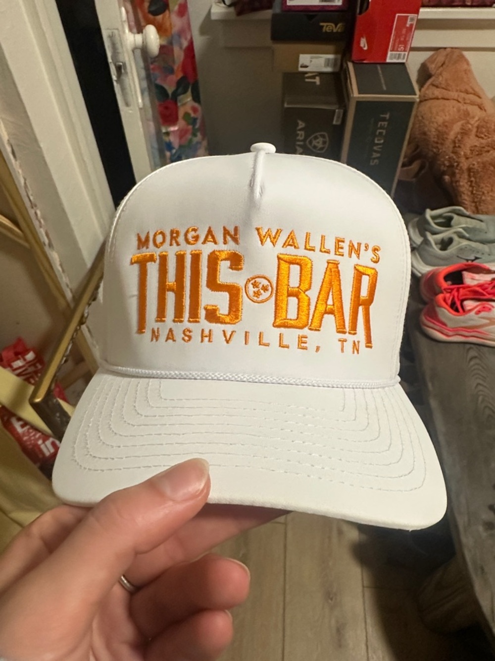 Morgan Wallen This Bar White Cap with Orange Embroidery
